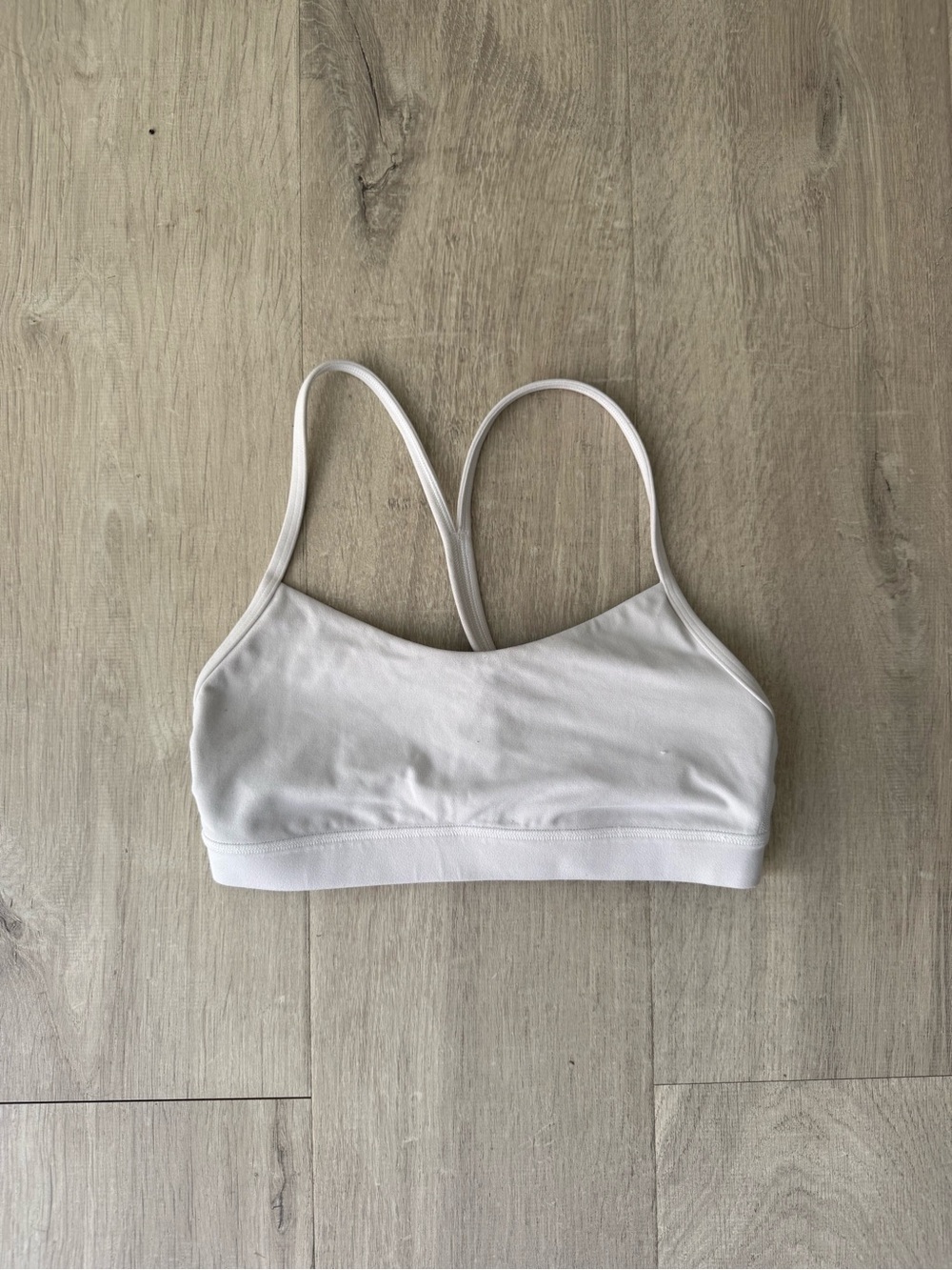 Lululemon White Flow Y Adjustable Sports Bra